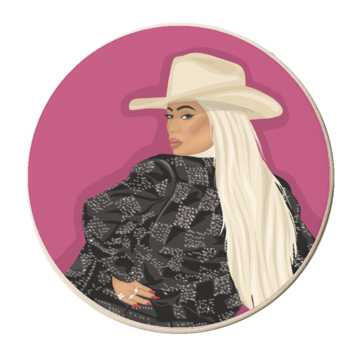 Cowboy Beyonce - Texas Hold Em' - personalised beer coaster by By Rosybum