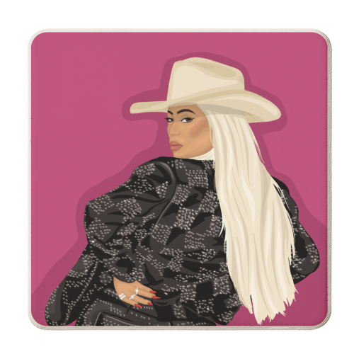 Cowboy Beyonce - Texas Hold Em' - personalised beer coaster by By Rosybum