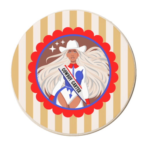 Cowgirl Beyonce - personalised beer coaster by Claire Atwood