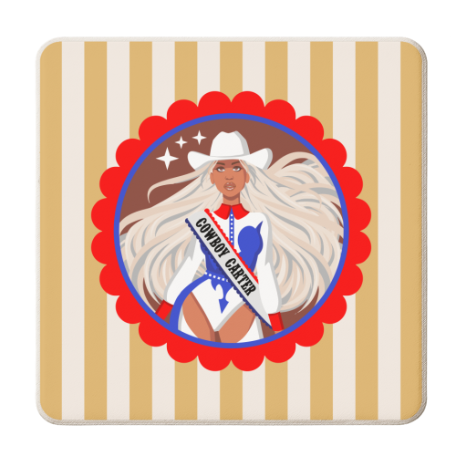 Cowgirl Beyonce - personalised beer coaster by Claire Atwood