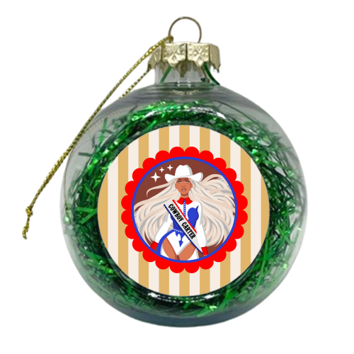 Cowgirl Beyonce - xmas bauble by Claire Atwood