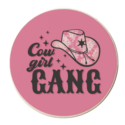 Cowgirl Gang in pink - personalised beer coaster by Giddy Kipper
