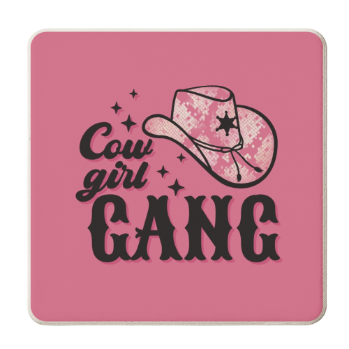 Cowgirl Gang in pink - personalised beer coaster by Giddy Kipper