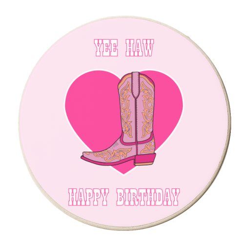 Cowgirl Happy Birthday Greeting - personalised beer coaster by Adam Regester