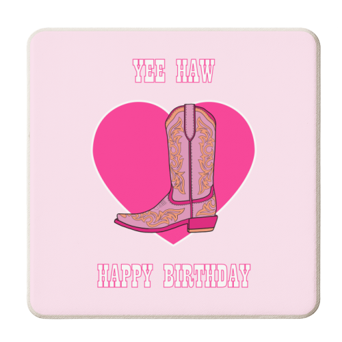 Cowgirl Happy Birthday Greeting - personalised beer coaster by Adam Regester