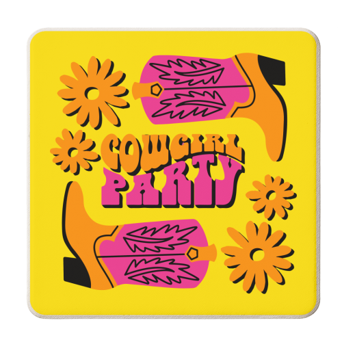 Cowgirl Party Bold Bright Trending Giftware - personalised beer coaster by AbiGoLucky