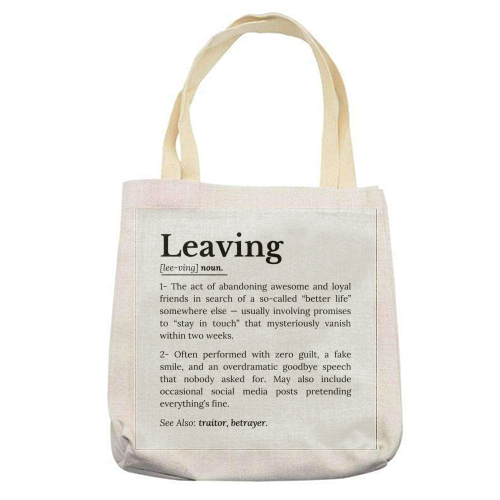 Coworker Leaving: Office Farewell Humor - printed canvas tote bag by timsal shol