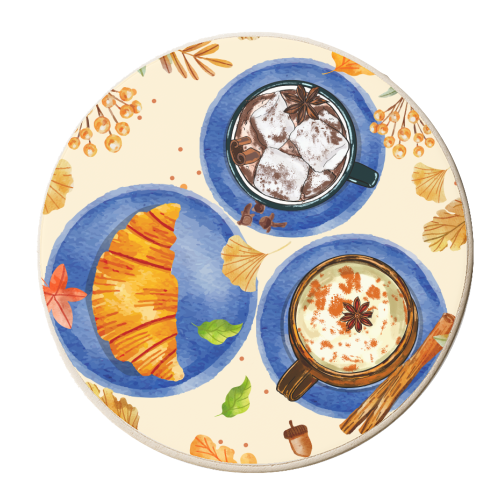 Cozy Autumn Cups - personalised beer coaster by EZbie