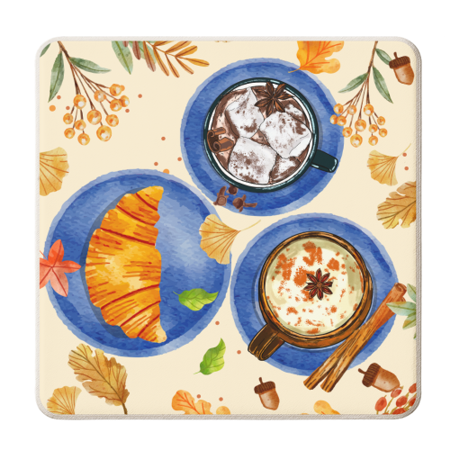 Cozy Autumn Cups - personalised beer coaster by EZbie