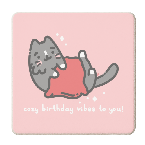 Cozy birthday vibes - personalised beer coaster by Alice Palazon