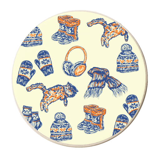 Cozy Blue Winter Aesthetic - personalised beer coaster by EZbie