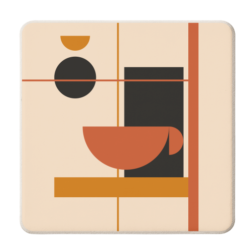 Cozy coffee bauhaus - personalised beer coaster by EZbie