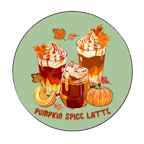 Cozy Pumpkin Spice Latte Retro Illustration - Circle Sticker by EZbie