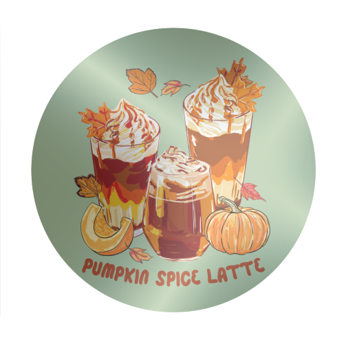 Cozy Pumpkin Spice Latte Retro Illustration - Circle Sticker by EZbie