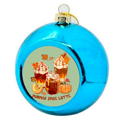Cozy Pumpkin Spice Latte Retro Illustration - colourful christmas bauble by EZbie