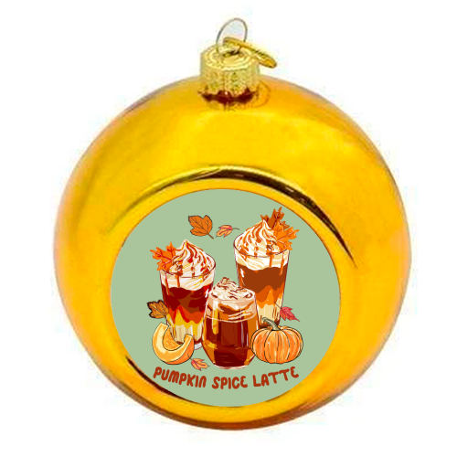 Cozy Pumpkin Spice Latte Retro Illustration - colourful christmas bauble by EZbie