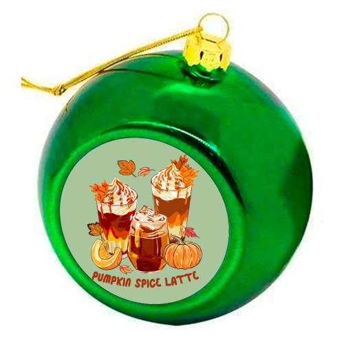 Cozy Pumpkin Spice Latte Retro Illustration - colourful christmas bauble by EZbie