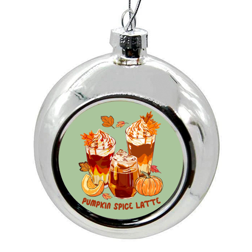 Cozy Pumpkin Spice Latte Retro Illustration - colourful christmas bauble by EZbie