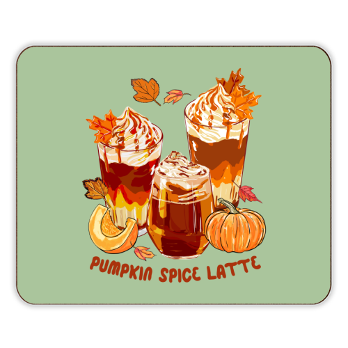 Cozy Pumpkin Spice Latte Retro Illustration - designer placemat by EZbie