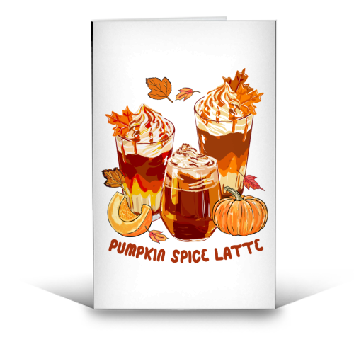 Cozy Pumpkin Spice Latte Retro Illustration - funny greeting card by EZbie