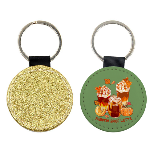 Cozy Pumpkin Spice Latte Retro Illustration - keyring by EZbie