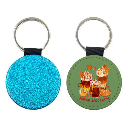 Cozy Pumpkin Spice Latte Retro Illustration - keyring by EZbie