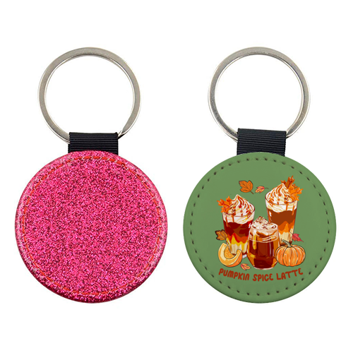 Cozy Pumpkin Spice Latte Retro Illustration - keyring by EZbie