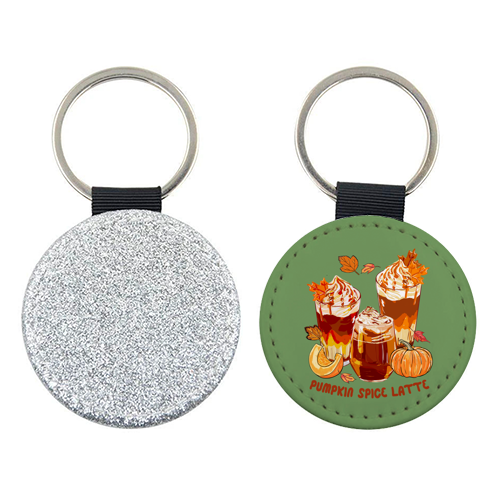 Cozy Pumpkin Spice Latte Retro Illustration - keyring by EZbie