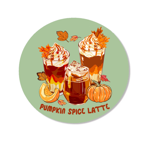 Cozy Pumpkin Spice Latte Retro Illustration - Magnet by EZbie