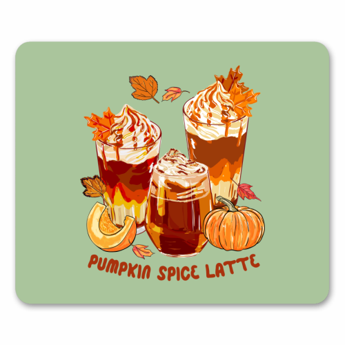 Cozy Pumpkin Spice Latte Retro Illustration - mouse mat by EZbie