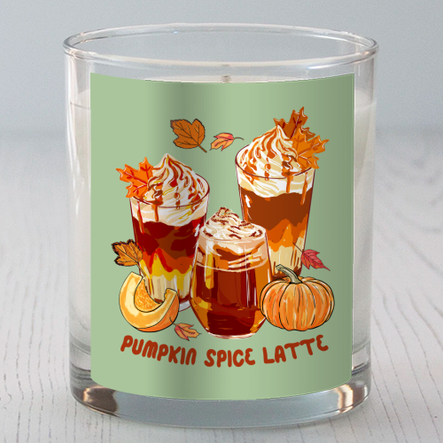 Cozy Pumpkin Spice Latte Retro Illustration - scented candle by EZbie
