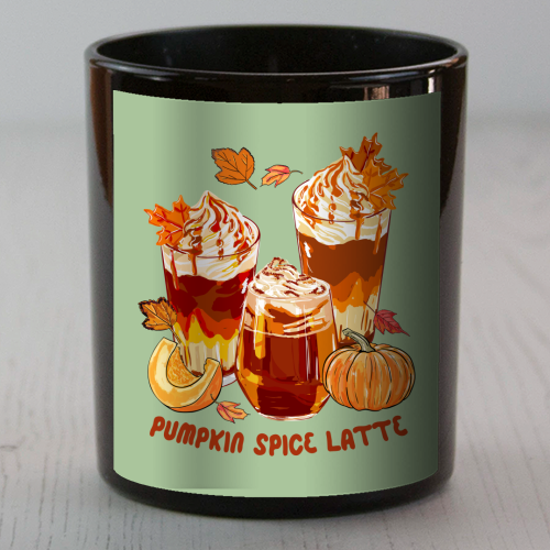 Cozy Pumpkin Spice Latte Retro Illustration - scented candle by EZbie