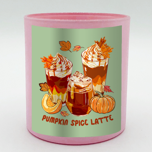 Cozy Pumpkin Spice Latte Retro Illustration - scented candle by EZbie