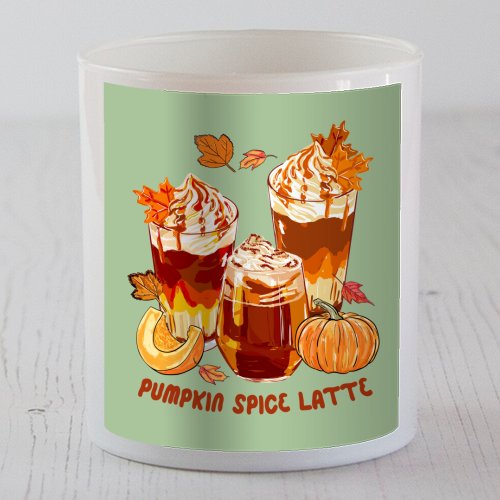 Cozy Pumpkin Spice Latte Retro Illustration - scented candle by EZbie