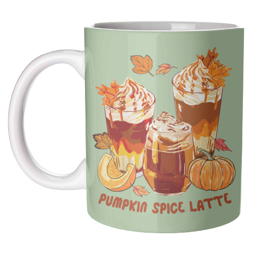 Cozy Pumpkin Spice Latte Retro Illustration - unique mug by EZbie