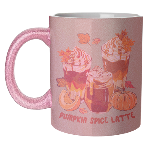 Cozy Pumpkin Spice Latte Retro Illustration - unique mug by EZbie