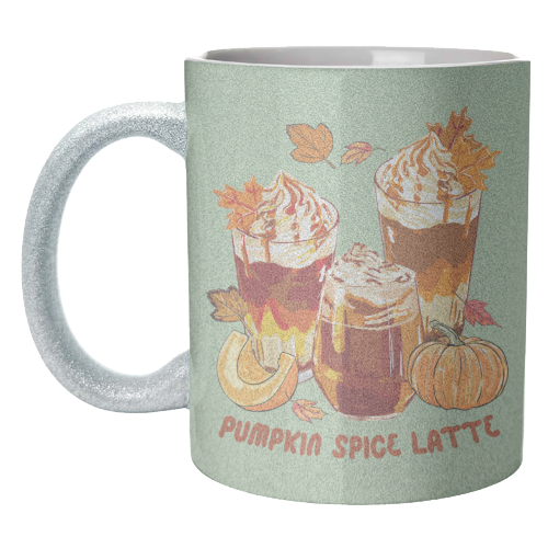 Cozy Pumpkin Spice Latte Retro Illustration - unique mug by EZbie