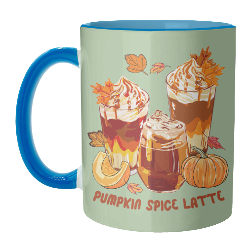 Cozy Pumpkin Spice Latte Retro Illustration - unique mug by EZbie