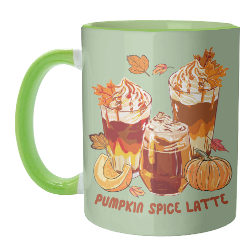 Cozy Pumpkin Spice Latte Retro Illustration - unique mug by EZbie