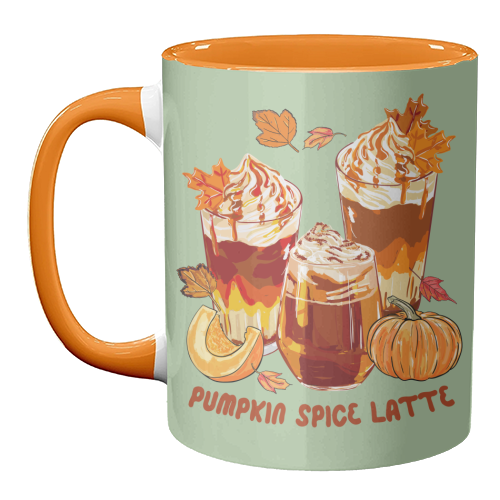 Cozy Pumpkin Spice Latte Retro Illustration - unique mug by EZbie