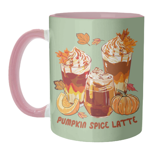 Cozy Pumpkin Spice Latte Retro Illustration - unique mug by EZbie