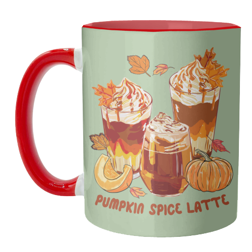 Cozy Pumpkin Spice Latte Retro Illustration - unique mug by EZbie