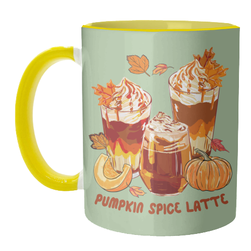 Cozy Pumpkin Spice Latte Retro Illustration - unique mug by EZbie