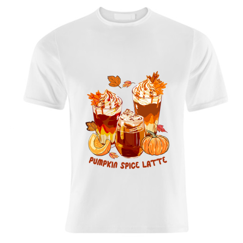 Cozy Pumpkin Spice Latte Retro Illustration - unique t shirt by EZbie