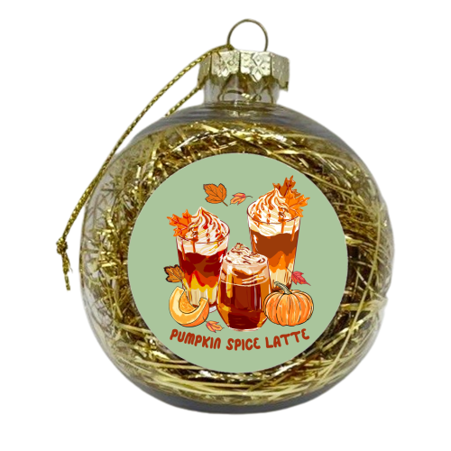 Cozy Pumpkin Spice Latte Retro Illustration - xmas bauble by EZbie