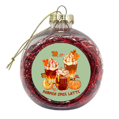 Cozy Pumpkin Spice Latte Retro Illustration - xmas bauble by EZbie