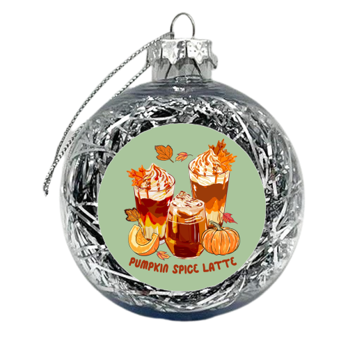 Cozy Pumpkin Spice Latte Retro Illustration - xmas bauble by EZbie