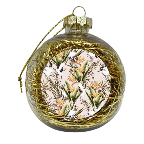 Crane among bird of paradise - xmas bauble by MMarta BC