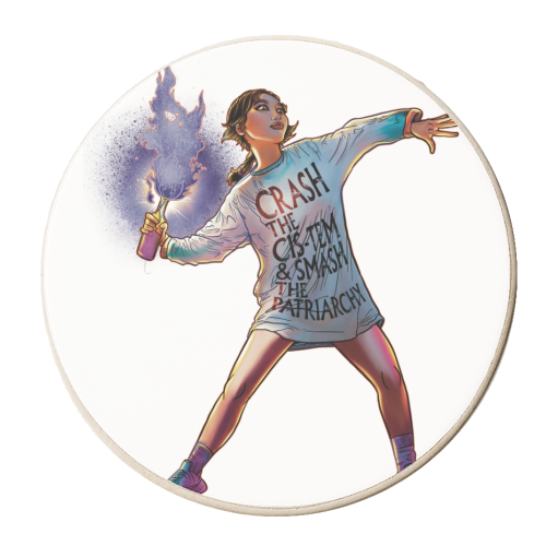 Crash the Cis-tem & Smash the patriarchy - personalised beer coaster by ARTECCO