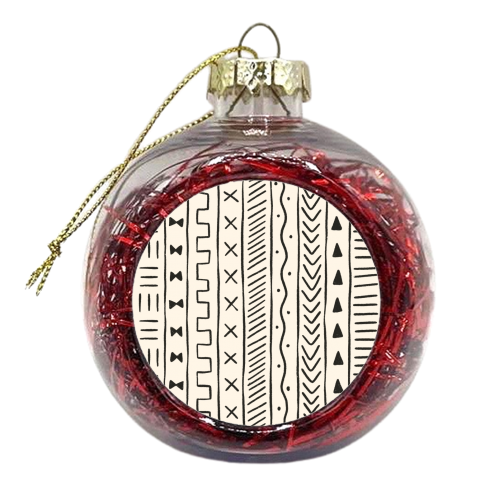 Cream Mudcloth - xmas bauble by Alice Palazon